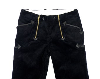 1990s New Awesome Black Straight Leg Cotton Wale Cord Guild