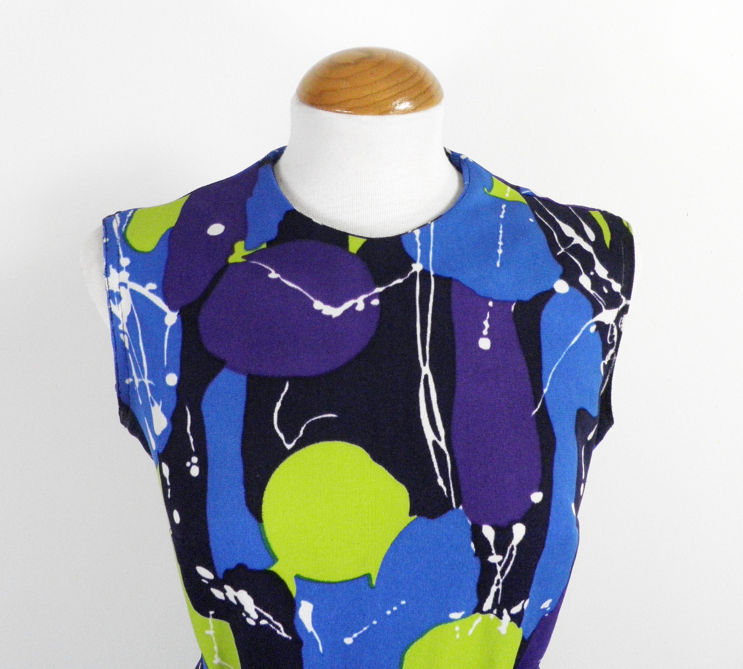 1960s Iconic Purple Lime Blue and Black Abstract Nylon - Etsy