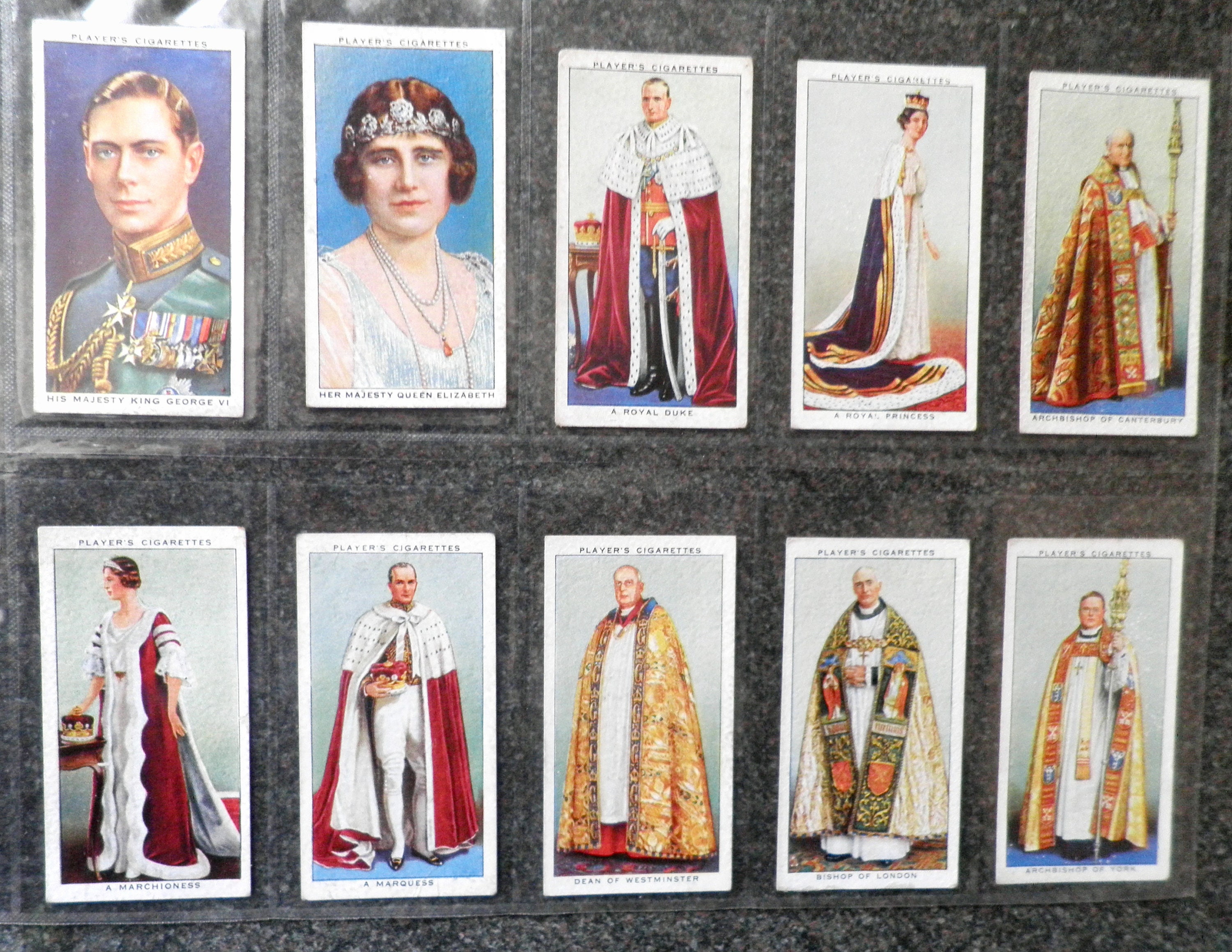 Coronation Series Complete Set of 50 by John Player & Sons Cigarette Cards  Issued 1937 Royalty Coronation Aristocracy Monarchy Rare