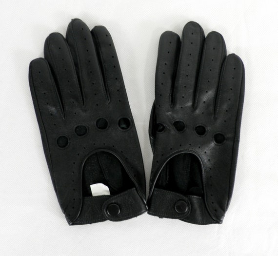 1970s Black Supple Kid Leather Mens Driving Glove… - image 2