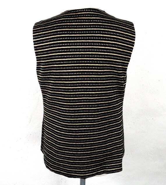 1970s Black and Gold Lurex Tunic / Vest   Size UK… - image 4