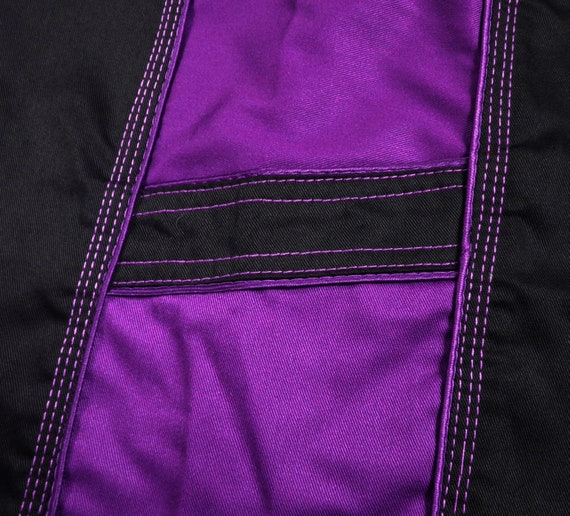 1990s Vibrant Purple and Black Raver Cotton Baggy… - image 6