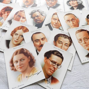 Famous British Authors ( Large ) Cigarette Cards by WD & HO Wills 1937 Set of 40 Writers Literature  Collectable