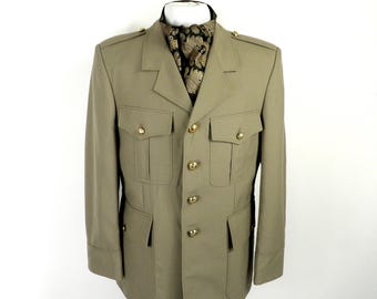 1990s New Taupe Military Dress Jacket  Size M / L  To Fit Chest 40 inches  Classic Military Cosplay Army