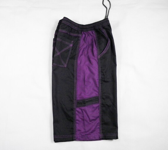 1990s Vibrant Purple and Black Raver Cotton Baggy… - image 5