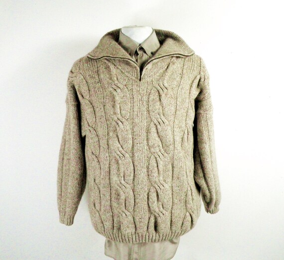 1970s Italian Oatmeal Cable Knit Chunky Knit Text… - image 2