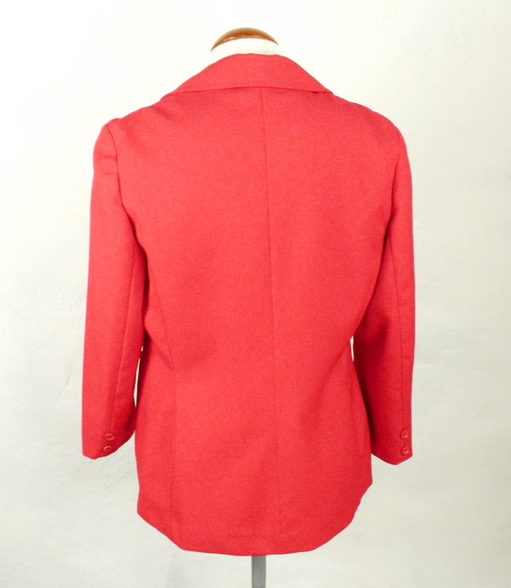 1970s Trevira Bright Red Double Breasted Jacket b… - image 4