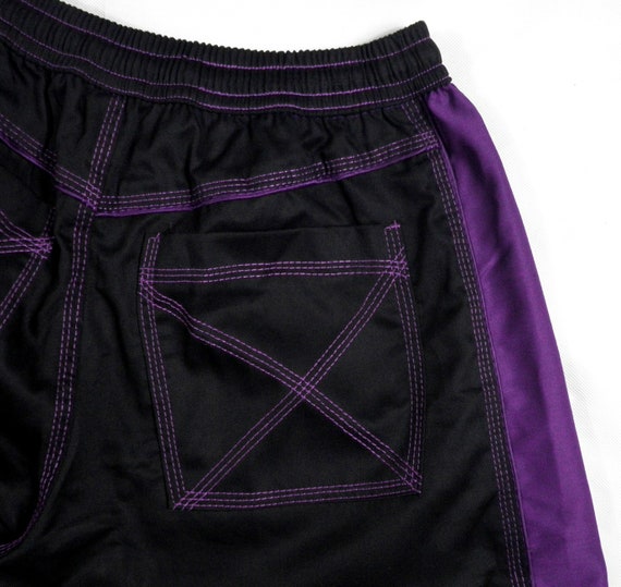 1990s Vibrant Purple and Black Raver Cotton Baggy… - image 4