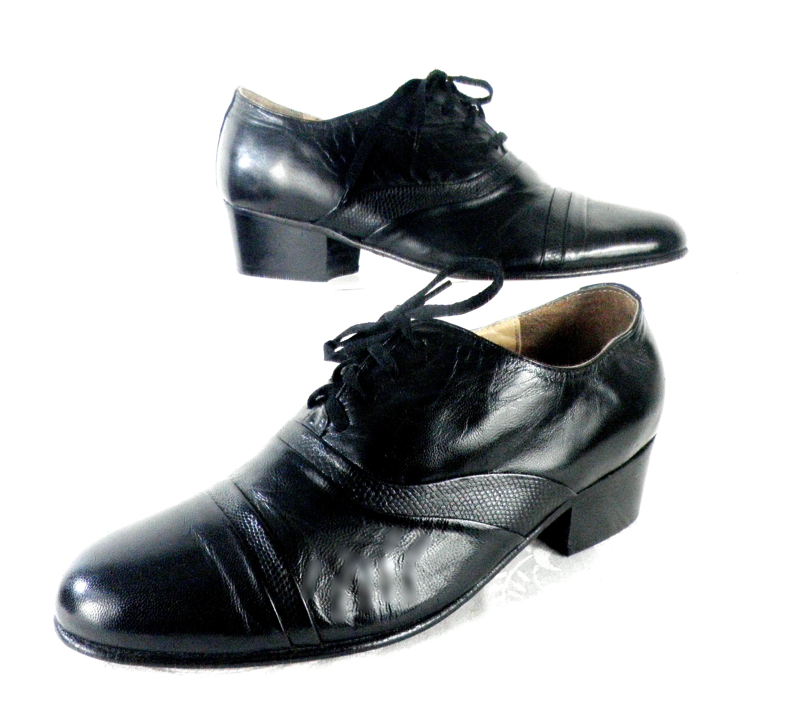 1970s Vintage European Designer Black Suede And Lizard Leather Dress Shoes. 70s Formal Shoes - Etsy main image 2
