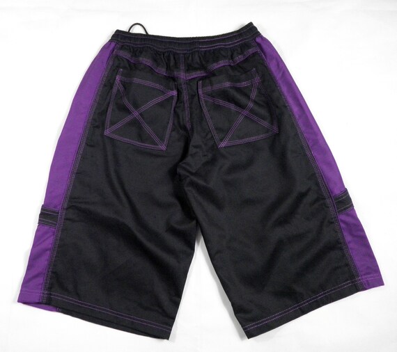 1990s Vibrant Purple and Black Raver Cotton Baggy… - image 3