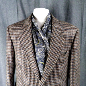 1970s Harris Tweed Oatmeal Blue Mossy Green and Brown Check Wool Jacket ...