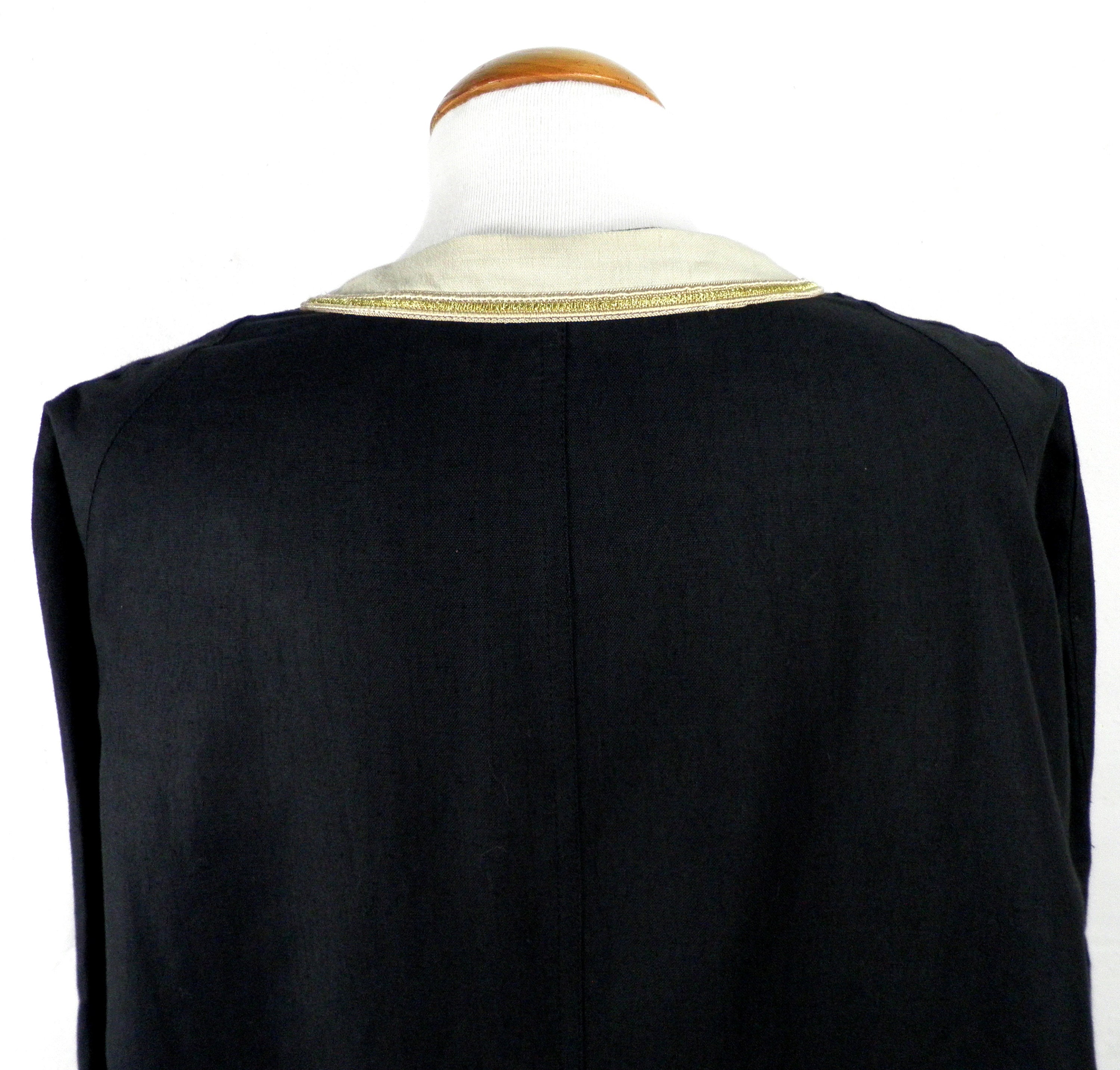 1980s Black Linen Jacket With Cream and Gold Neckline by - Etsy UK