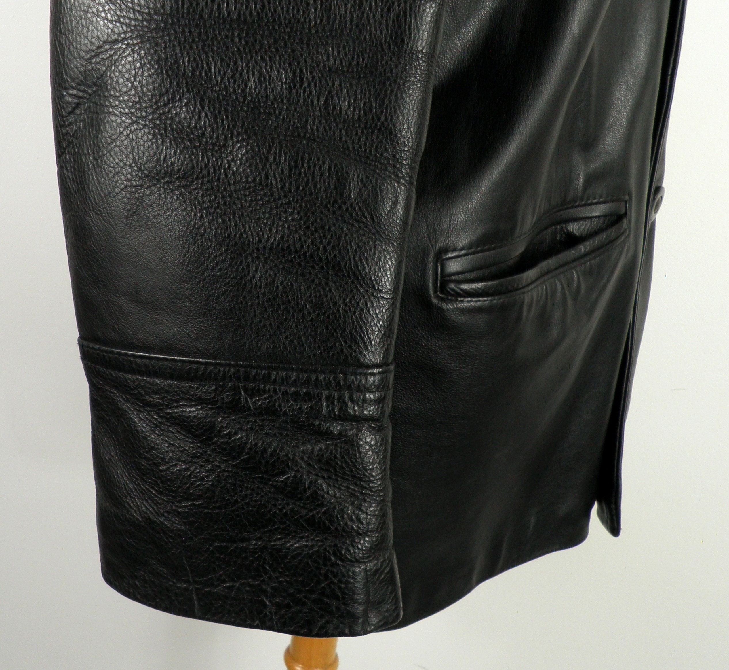 1970s Thick Black Cowhide Leather Car Coat by Vital 1970s Thick Black Cowhide Leather Car Coat by Vital