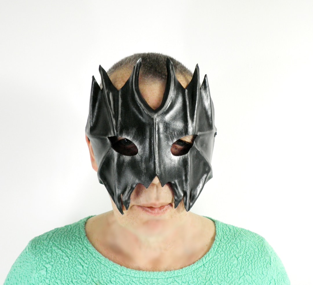 1990s Black, Moulded Leather, Bat Mask With Hand Painted Highlights One ...