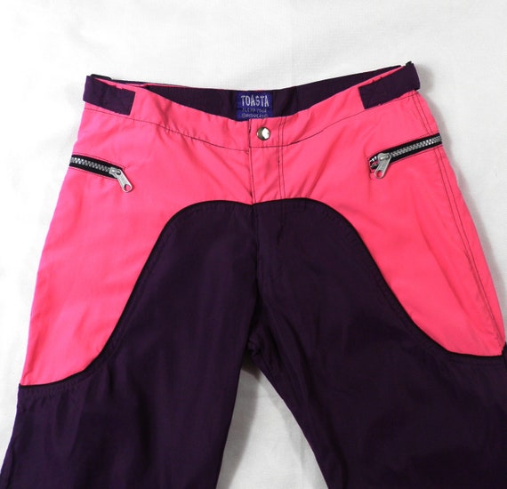 1990s Silky Hot Pink and Purple Panelled Raver Fl… - image 2
