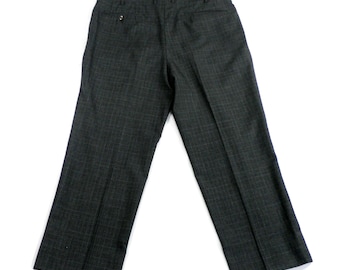 Vintage Mens Wool Pinstripe Pants Size 32x26 1970s Cropped Steel