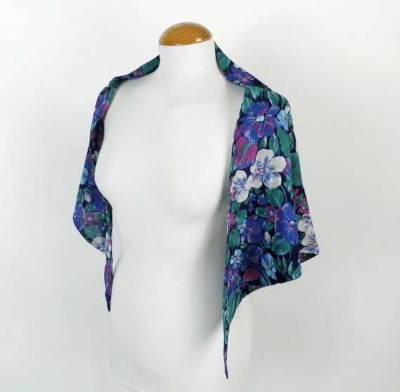 1980s Liberty Print New Blue Green on Blue Floral… - image 7