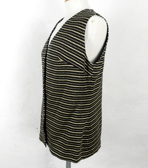1970s Black and Gold Lurex Tunic / Vest   Size UK… - image 3