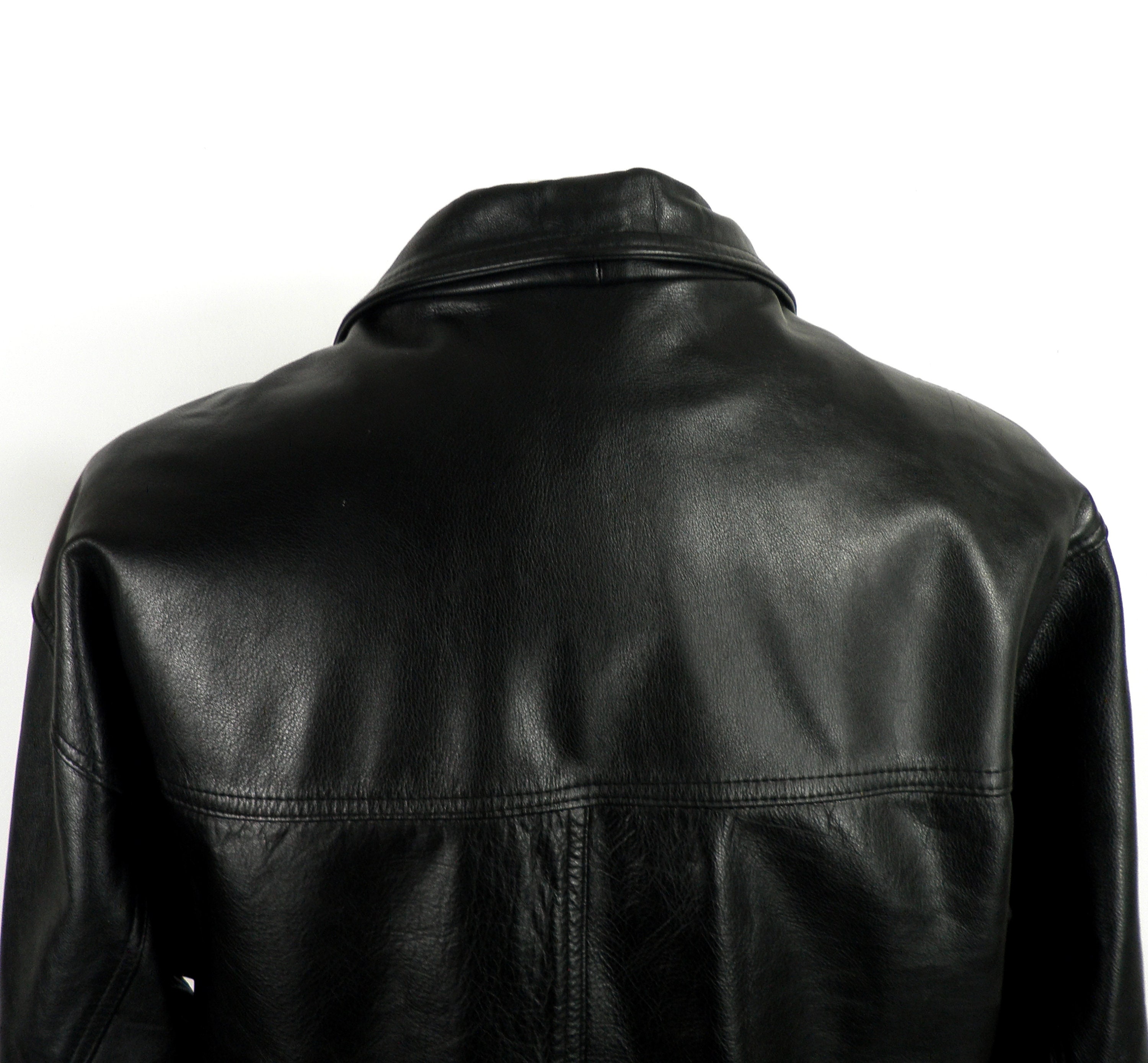 1970s Thick Black Cowhide Leather Car Coat by Vital 1970s Thick Black Cowhide Leather Car Coat by Vital