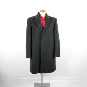 1960s Luxury Charcoal Grey Tailored Wool and Cashmere Overcoat by Winchester Mens Size M Chest 40 inches  Made in England Classic Business