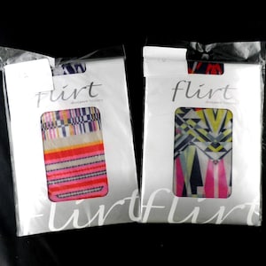 1980s 2 Pairs Geometric and Abstract Flirt Designer Hosiery - 40 Dernier Footed Tights  Size One Size Fashion Boho Cool D