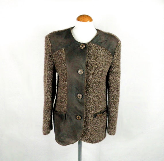 1970s Mid Brown Textured Wool and Dark Brown Distressed - Etsy