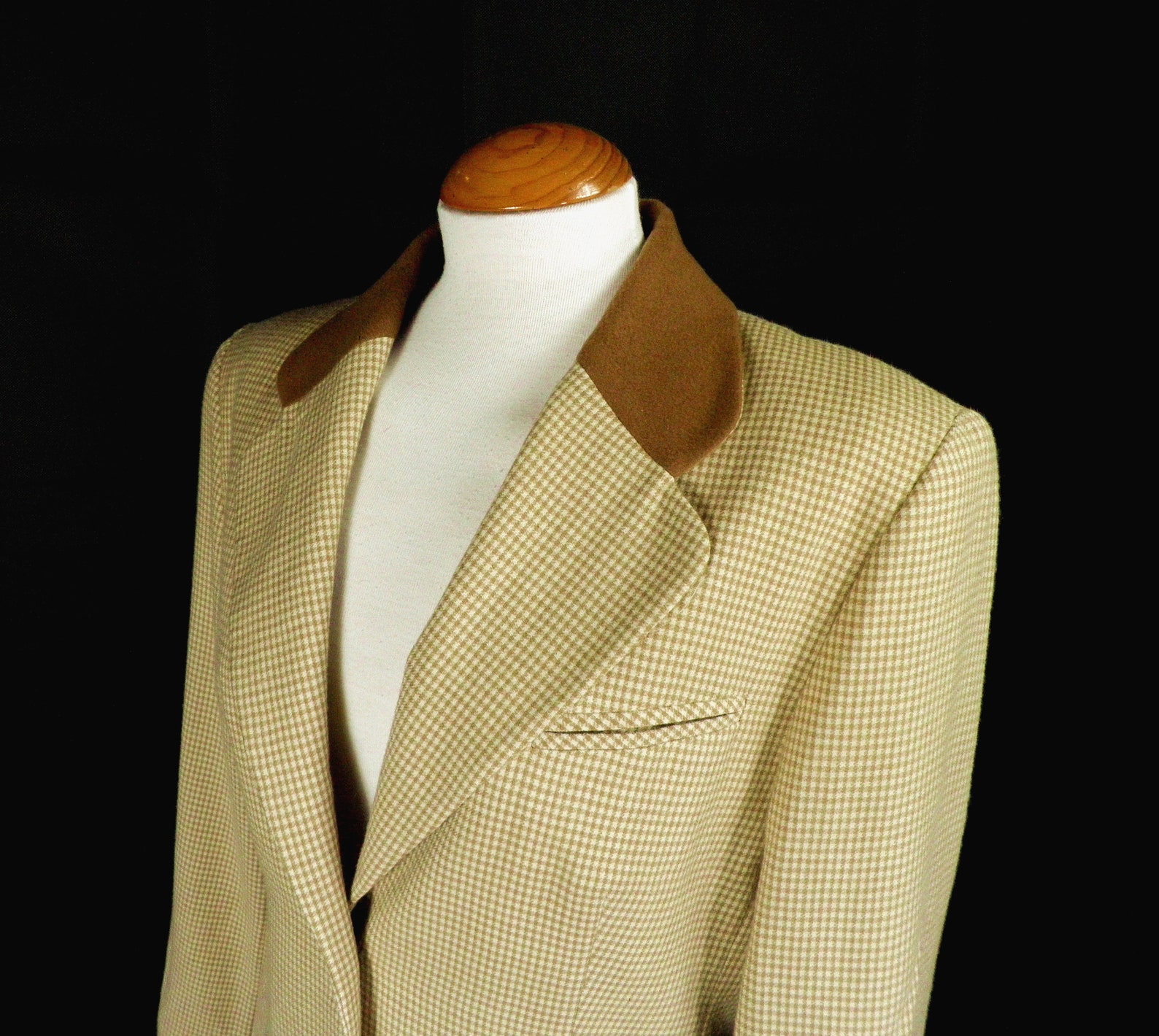 1980s Stylish Mustard and Cream Check Tweed Wool Tailored | Etsy