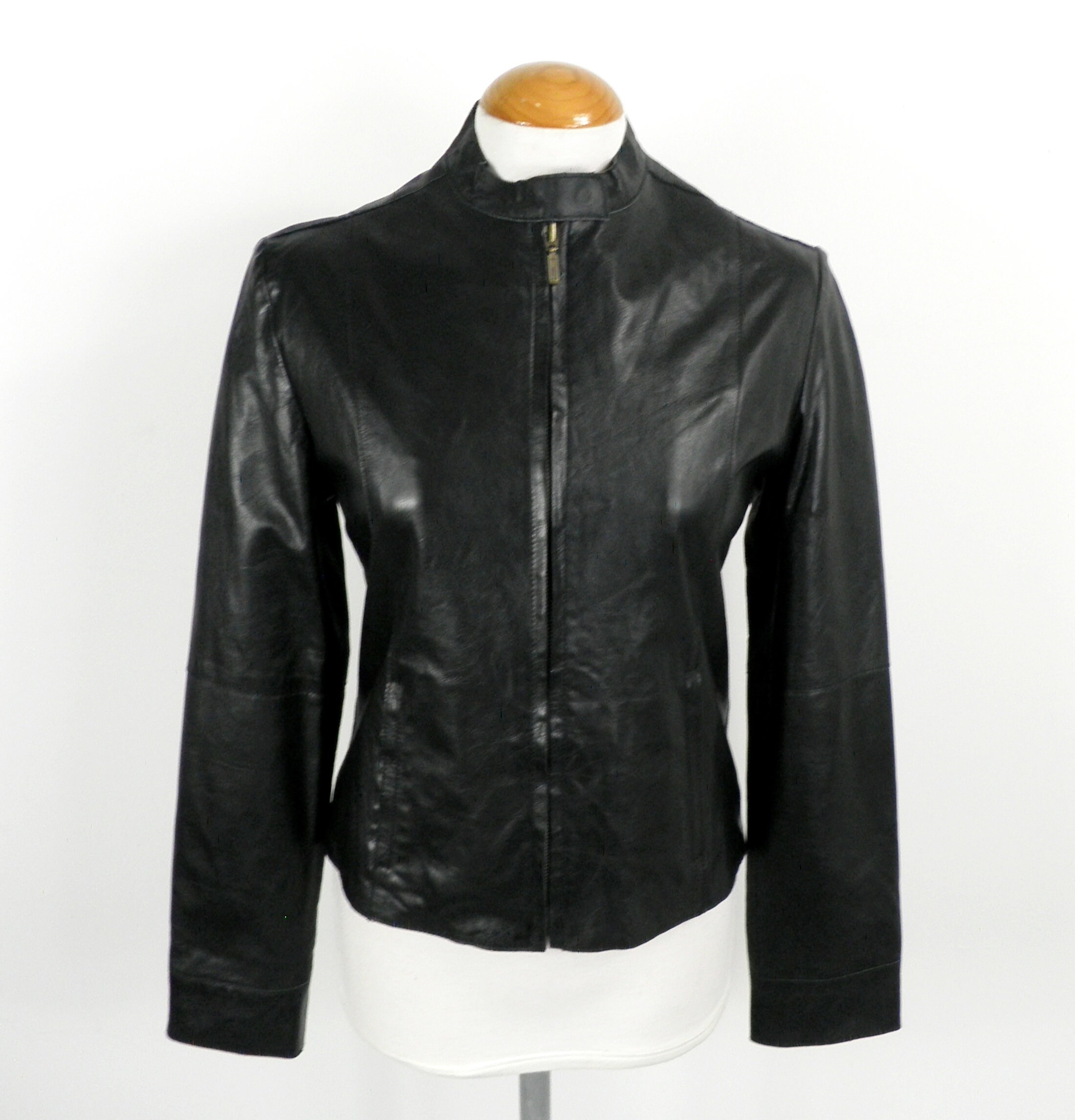 タグ付 ADOLFO DOMINGUEZ デザイン ジャケット R184 1990s New Luxury Designer Black Ultra Fine Leather Dress