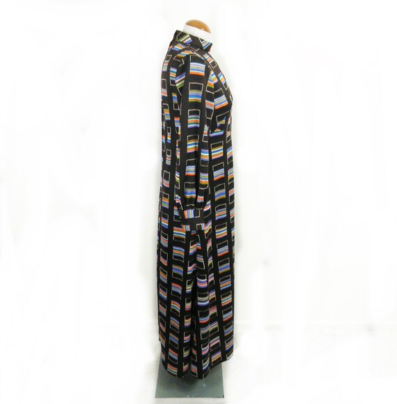 1960s Striking Dark Brown Crimplene A Line Maxi D… - image 8