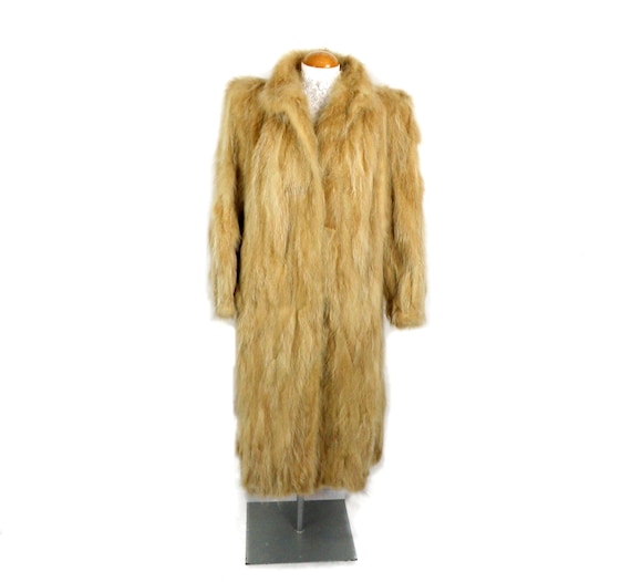 1960s Honey Brown Maxi Fur Coat with 1940s Silhou… - image 2