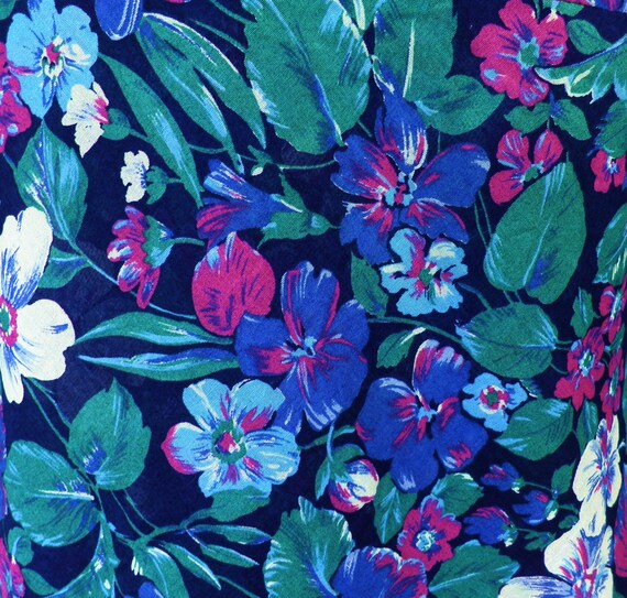 1980s Liberty Print New Blue Green on Blue Floral… - image 9