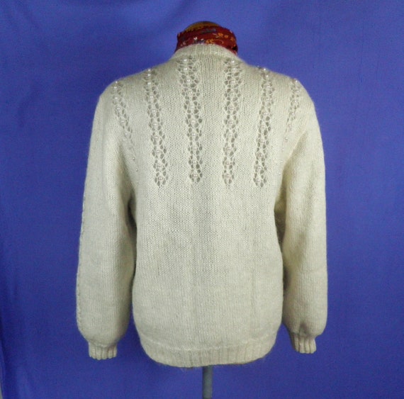 1980s Gorgeous Pale Cream Hand Knit Fine and Lacy… - image 5