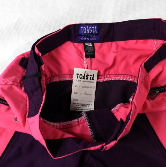 1990s Silky Hot Pink and Purple Panelled Raver Fl… - image 6