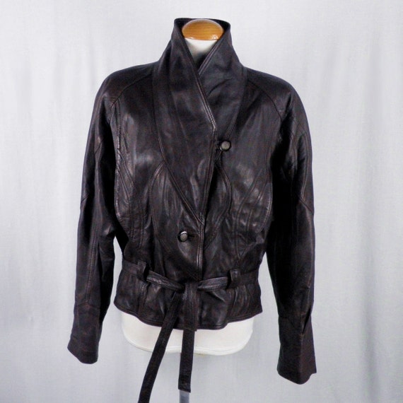 1980s Aubergine Purple Soft Kid Leather Jacket wi… - image 1