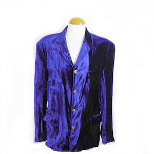 1970s Plush Midnight Blue Crushed Velvet Diffusion Jacket / Suit by Willson Size S Chest 36-38 inches Waist 30 R  Boho Street Cosplay Glam