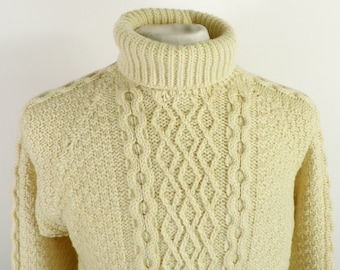 新発売 新商品 Vintage Hand Ecuadorian Cableknit Wool Chunky Cream Knit トップス