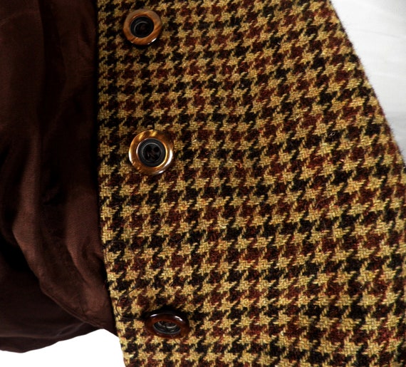 1960s Dark Mid and Light Brown Dogtooth Check Twe… - image 7