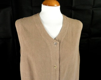 1980s New Silk Sleeveless Blouse by Magazine Made in UK and NL Size L Classic Luxury Holiday