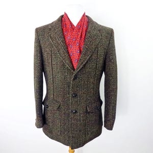 【英国製】HARRIS TWEED ノーフォーク テーラードジャケット M 1960s Harris Tweed Brown Green and Tan Hairy Tweed Wool Norfolk