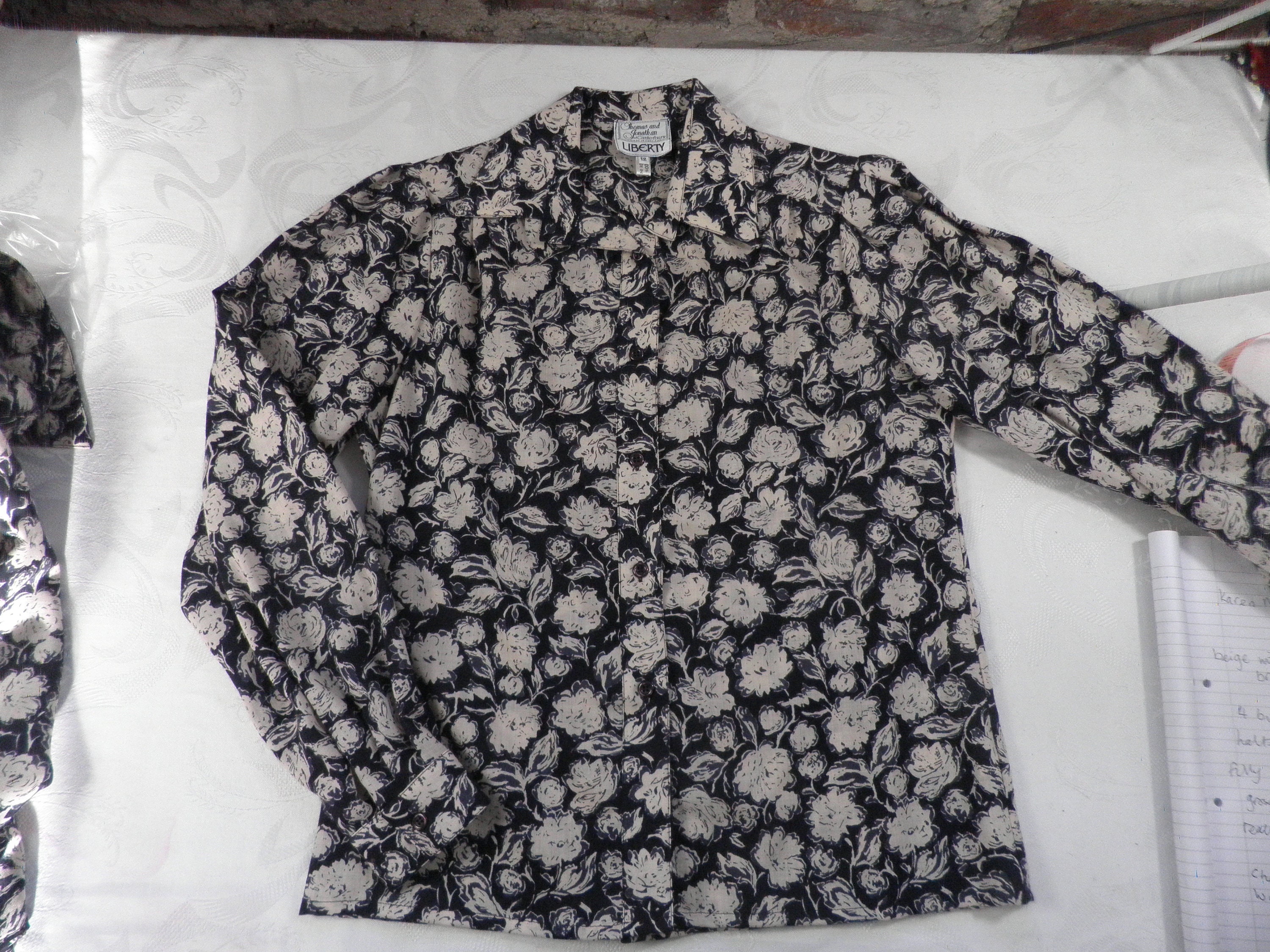 1980s Liberty Varuna Wool New Navy and Cream Floral Blouse by - Etsy UK