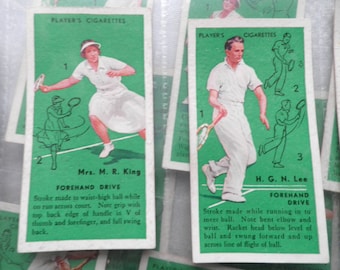 Tennis Complete Set of 50 by John Player & Sons Cigarette Cards  Issued 1936     History Rare Sport Tennis