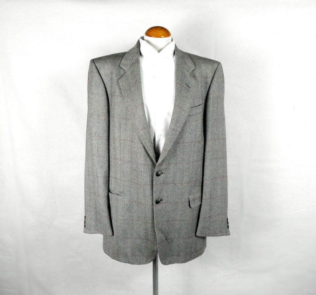 1970s Dark Grey and Ivory Herringbone Tweed With Red Check - Etsy