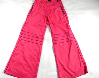 1990s Silky Hot Pink Raver Flared Pants with Silver Piping by Toasta Size  S UK 10  Rave Dance Festival Boho Art Punk