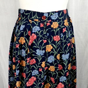 1980s Liberty Print New Blue Pink and Orange on Navy Floral Peasant Long Skirt by Marion Donaldson Size S UK 10 Made in England Boho image 5