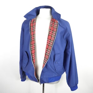 1980s Royal Blue Cotton Harrington Bomber Jacket Size XL Made in