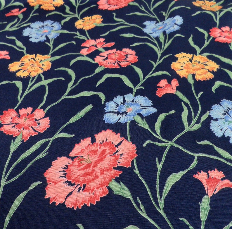 1980s Liberty Print New Blue Pink and Orange on Navy Floral Peasant Long Skirt by Marion Donaldson Size S UK 10 Made in England Boho image 7