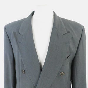 1980s Grey Double Breasted Tailored Wool Blazer Jacket by Strellson Size L / XL Chest 44 inches Classic Office Italian Cloth