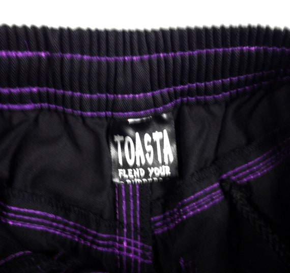 1990s Vibrant Purple and Black Raver Cotton Baggy… - image 8