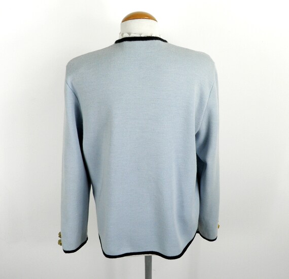 1970s Cute French Pale Blue Lambswool Cardigan wi… - image 5