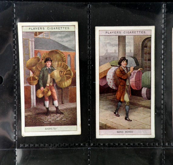 players cigarette cards cries of london Cries of London Complete Set of 25 by John Player & Sons Cigarette Cards  Issued 1913